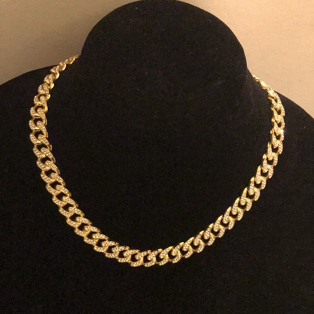 Mens or Women’s Stunning Gold Tone Iced Chain Necklace